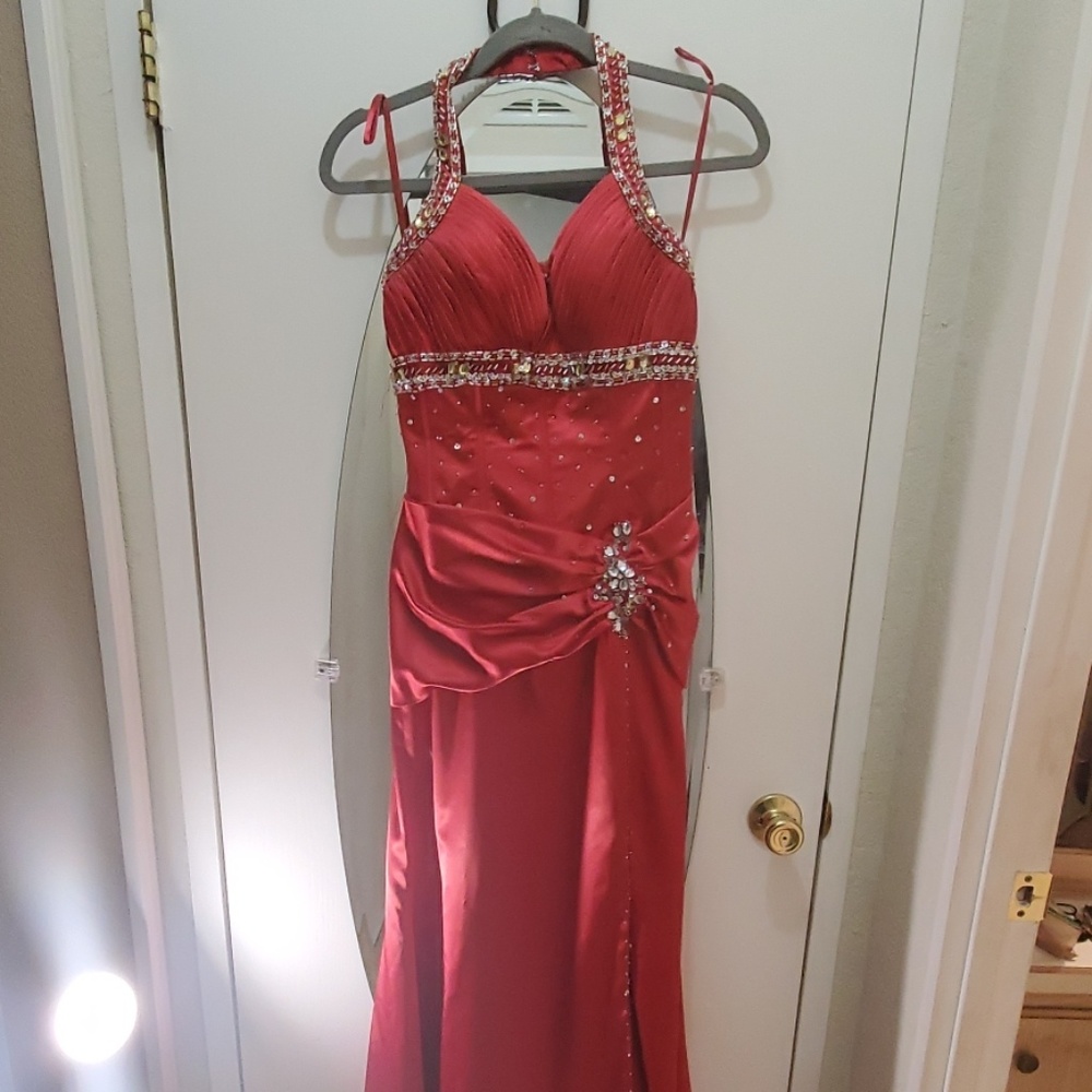 Red blingy prom dress